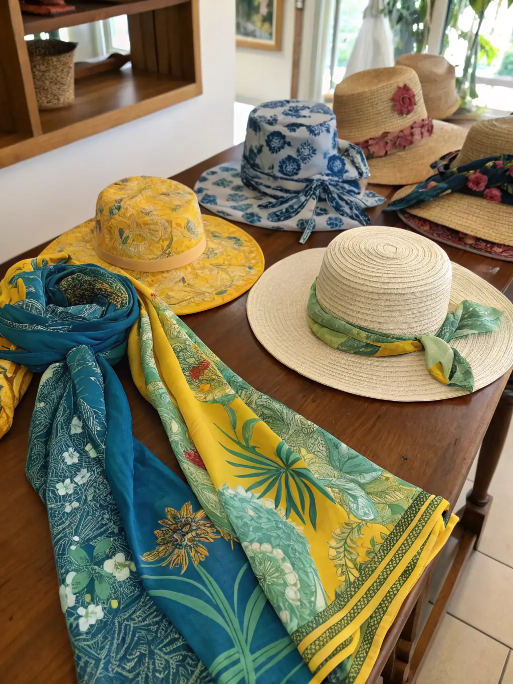 A collection of colorful, handcrafted crochet items, including blankets and scarves, arranged to showcase their intricate patterns and soft textures.