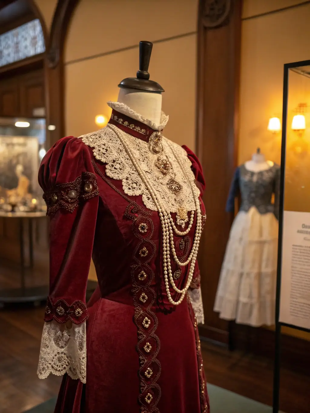 A vibrant, custom-made costume with detailed embellishments, showcased on a mannequin to emphasize its theatrical design and craftsmanship.